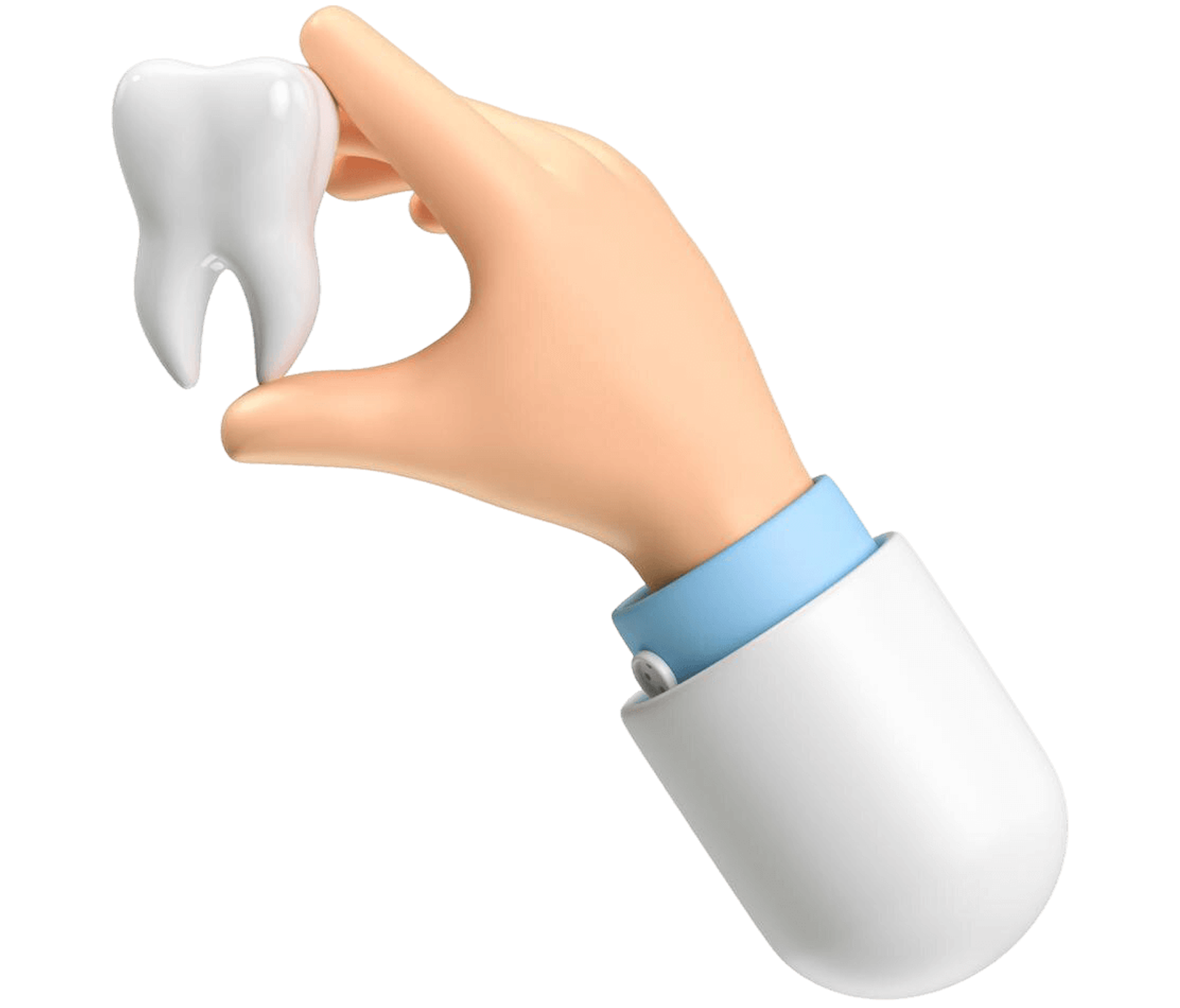 3D illustration of a dentist hand holding a tooth, representing Dentique Dublin’s professional and patient-first dental care