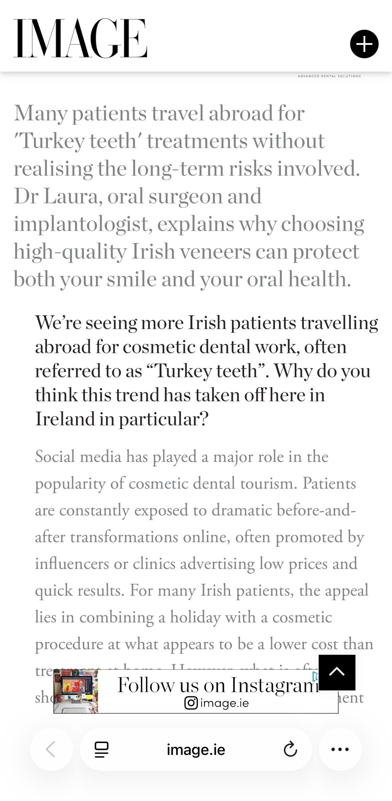Dr Laura discusses Irish veneers in IMAGE Magazine