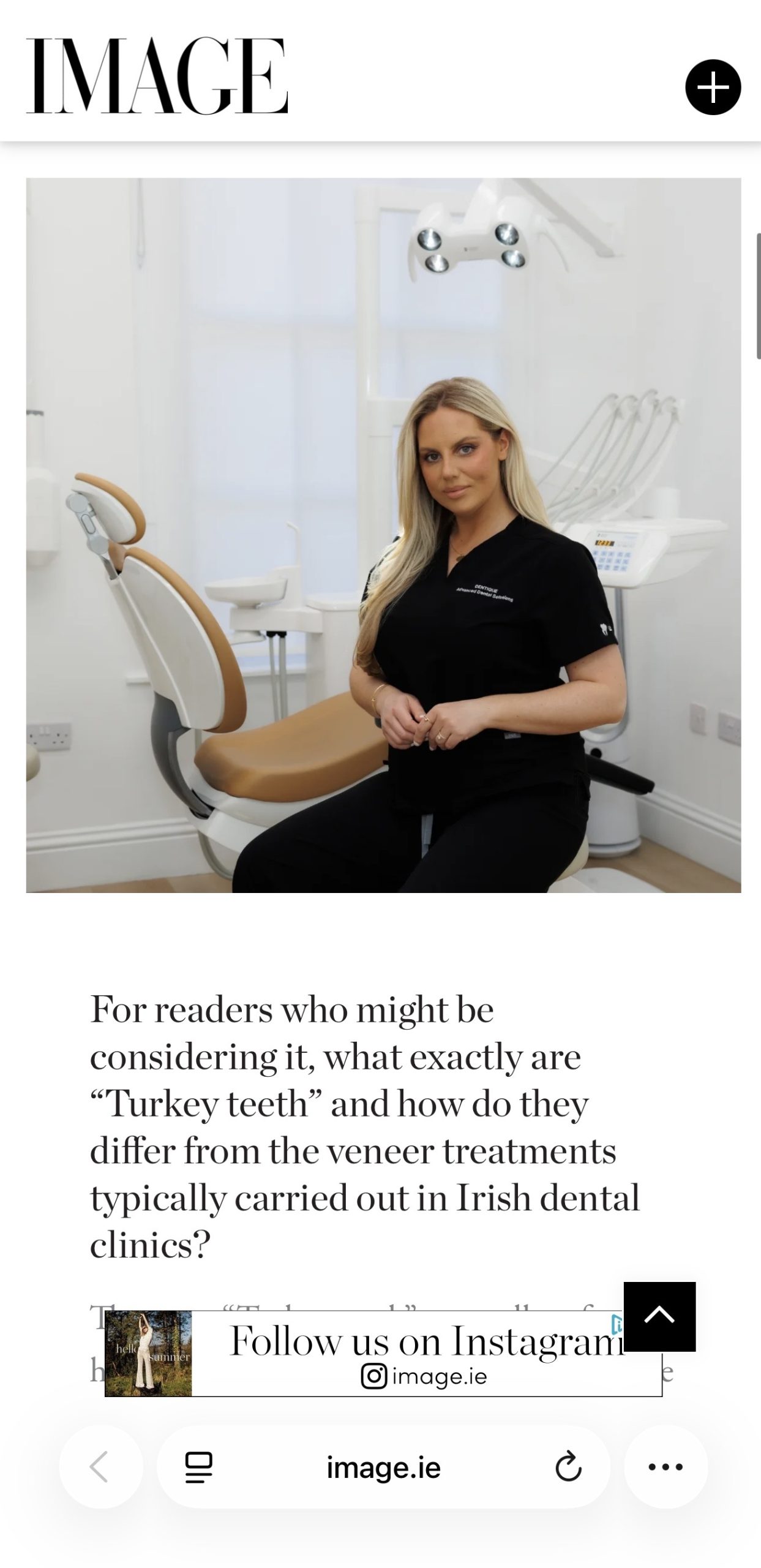 Dr Laura in Dentique clinic for IMAGE Magazine